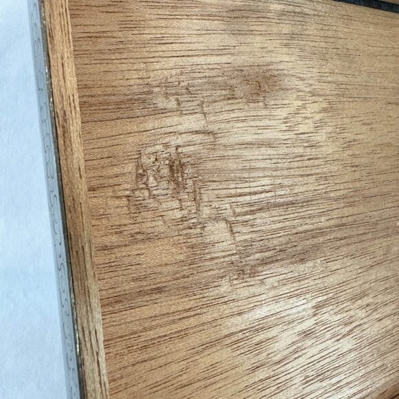 Vintage Brass & Wood Hinged Storage Divided Box Asian Lucky Coin Design 6.25 x 6 - Picture 12 of 12